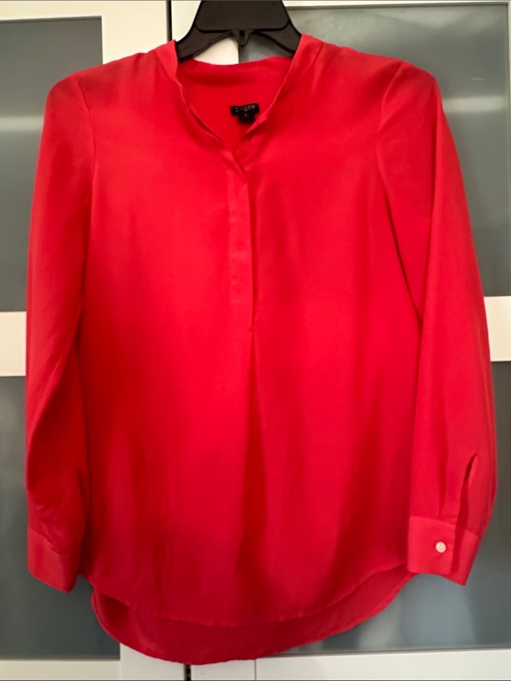J. Crew V-Neck Long-Sleeve Blouse in Bright Red